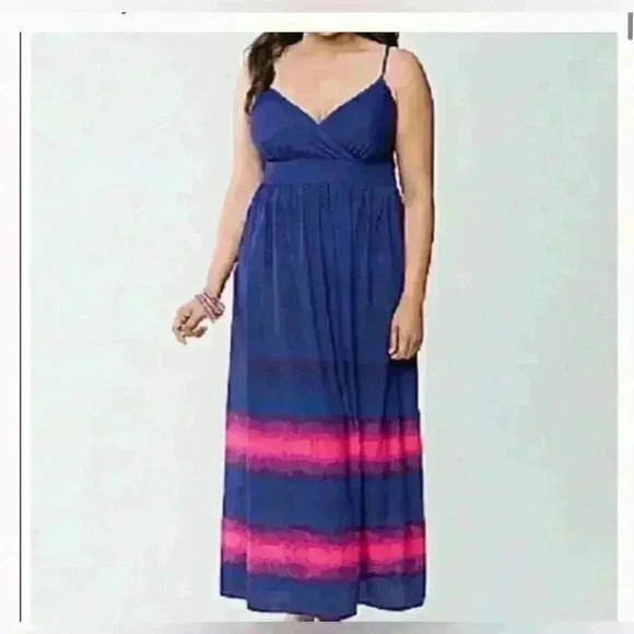 Lane Bryant Dresses & Skirts - Lane Bryant - Royal Blue & Pink Tie Dye Maxi Dress sz 16